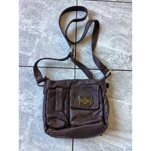 Wilsons Leather Brown Crossbody Bag Multi Pocket Utility Purse Adjustable Strap